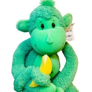 2009 Carowinds Lime Green Hanging Monkey Plush 16" Stuffed Animal Toy